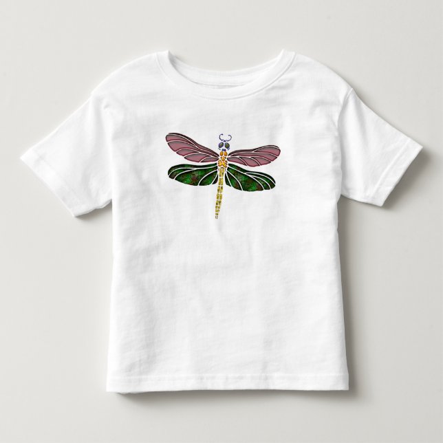 Camiseta De Bebé Olmo Shell y libélula del vitral (Anverso)