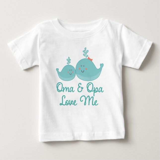 Camiseta De Bebé Oma y Opa me quieren regalo (Anverso)