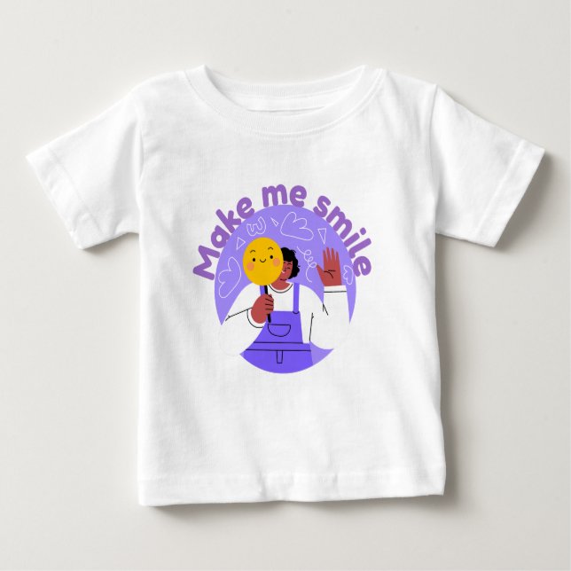 Camiseta De Bebé Ondas chicas y morado sonriente (Anverso)