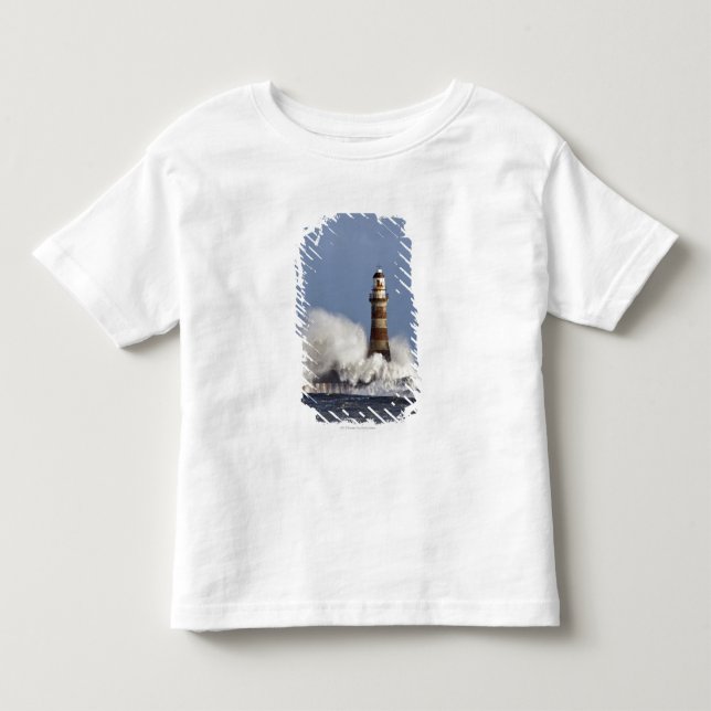 Camiseta De Bebé Ondas que se estrellan contra el faro de Roker (Anverso)
