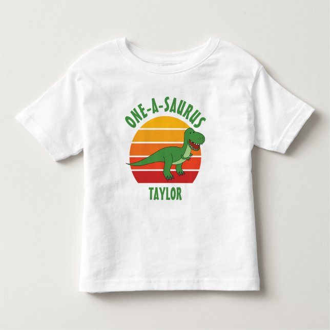 Camiseta De Bebé One-A-Saurus Primer cumpleaños de dinosaurio géner (Anverso)