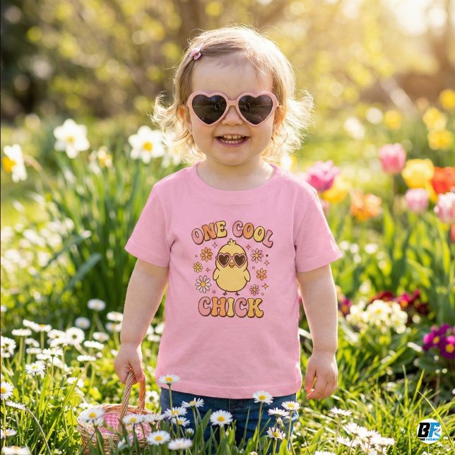 Camiseta De Bebé One Cool Chick | Retro Groovy Easter Spring (Subido por el creador)