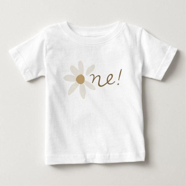 Camiseta De Bebé One Daisy Floral First Birday Cute Tshirt (Anverso)