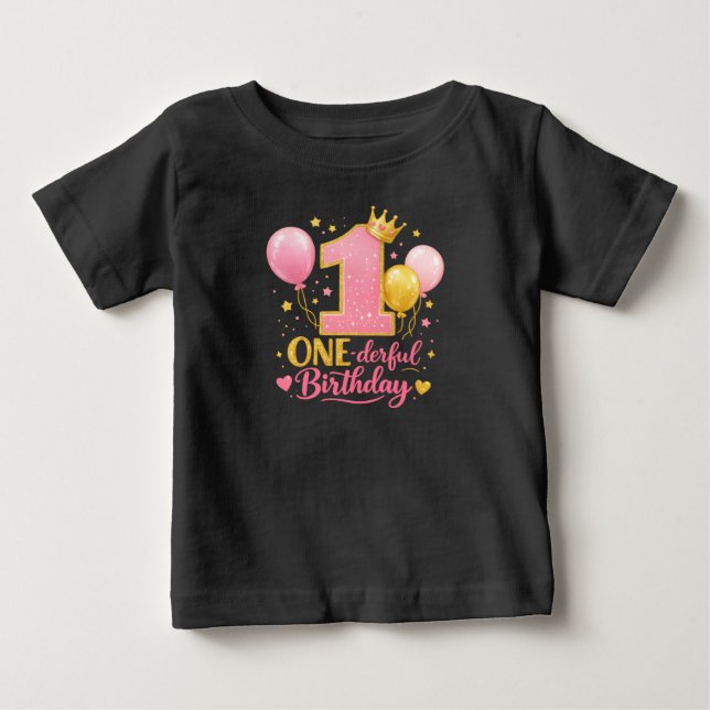 Camiseta De Bebé ONE-derful Birthday Balloons – 1st Birthday (Anverso)