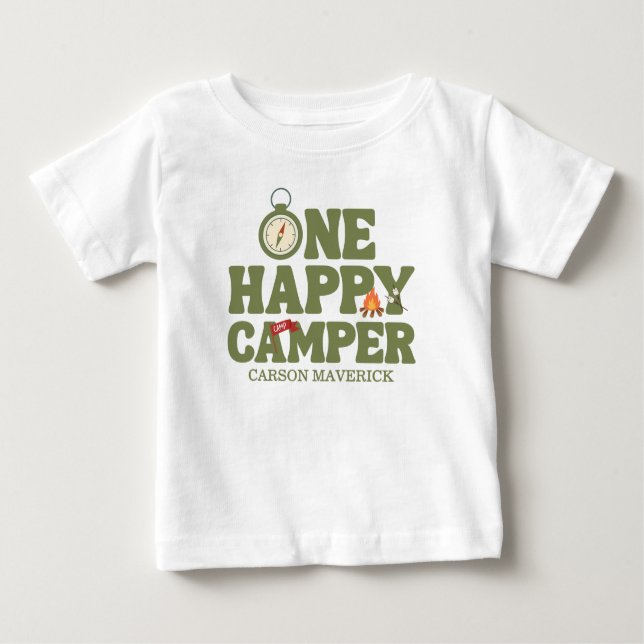 Camiseta De Bebé One Happy Camper Kids Birthday (Anverso)