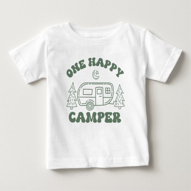 Camiseta De Bebé One Happy Camper Toddler T-Shirt – Cute Retro Camp (Anverso)