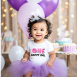 Camiseta De Bebé One Happy Gal First Birthday Pink Smiley<br><div class="desc">¡Siempre agregamos nuevos diseños semanalmente!</div>