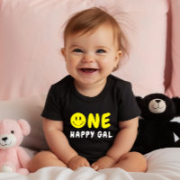 One Happy Gal First Birthday Yellow Smiley