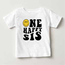Camiseta De Bebé One Happy Sis Smile Boy 1er cumpleaños coincidente