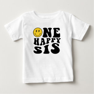 Camiseta De Bebé One Happy Sis Smile Boy 1er cumpleaños coincidente