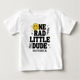 Camiseta De Bebé One Rad Little Dude Boy's Retro 1st Birthday 