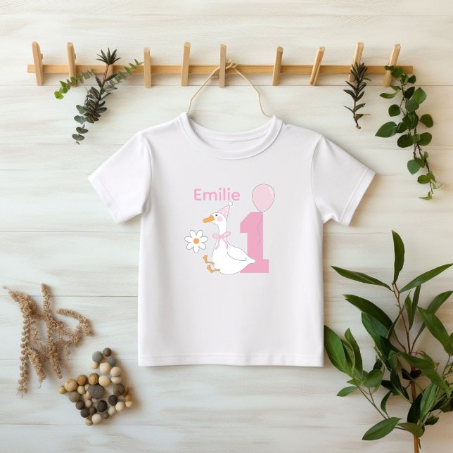 Camiseta De Bebé One silly Goose Personalize name First birthday (Subido por el creador)