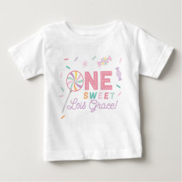 Camiseta De Bebé One Sweet Birthday Custom First Birthday Tee
