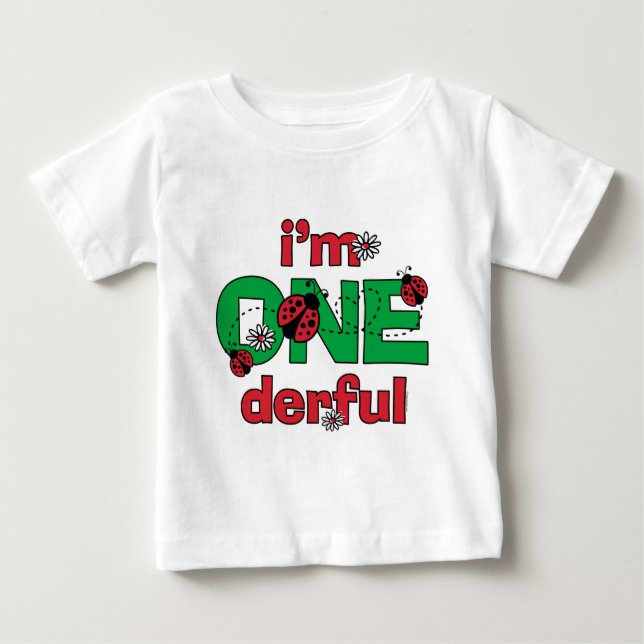 Camiseta De Bebé ONEmaravillosos Ladybug Primer cumpleaños (Anverso)