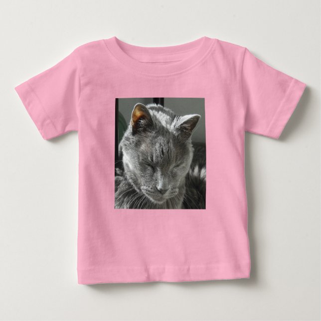 Camiseta De Bebé Onsie, el créper del gato gris (Anverso)