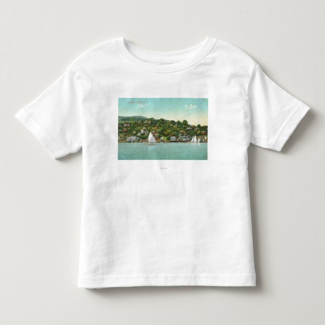 Camiseta De Bebé Opinión de la ciudad, barcos de la costa de vela (Anverso)