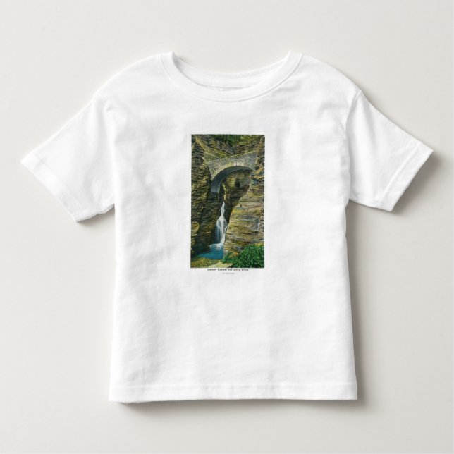 Camiseta De Bebé Opinión del puente de la cascada y del centinela (Anverso)