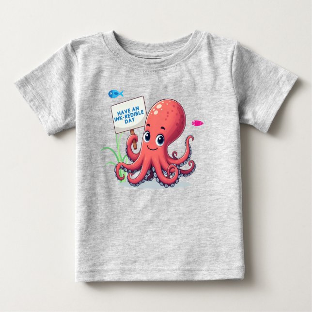 Camiseta De Bebé Opulpo personalizado con pescado (Anverso)