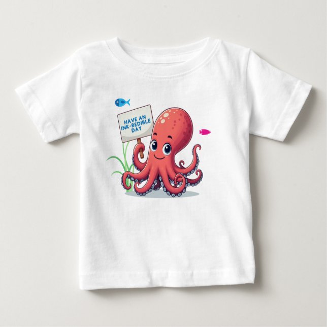 Camiseta De Bebé Opulpo personalizado con pescado (Anverso)