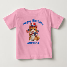 Camiseta De Bebé Orange Kitten (1p) Patriotic Kid T-Shirt