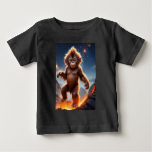 Camiseta De Bebé Orangutan bebé y volcán