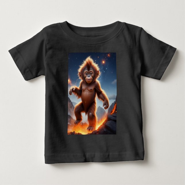 Camiseta De Bebé Orangutan bebé y volcán (Anverso)
