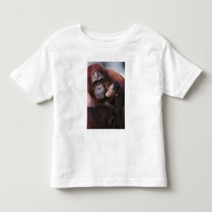 Camiseta De Bebé Orangután hembra de Sumatra con cría, Pongo