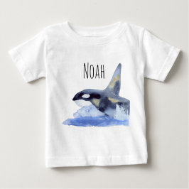 Camiseta De Bebé Orca con nombre de oro y personalizable