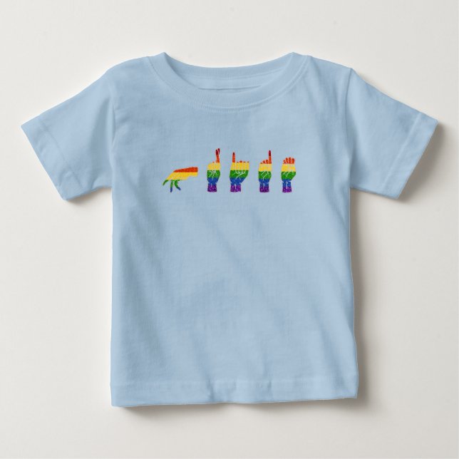 Camiseta De Bebé Orgullo ASL Purpurina LGBT Rainbow (Anverso)