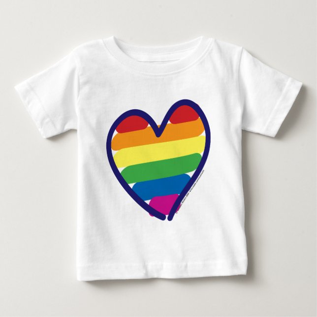 Camiseta De Bebé Orgullo Gay Corazón Arcoiris (Anverso)