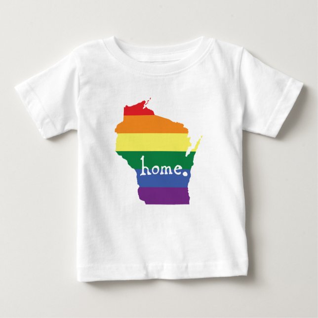 Camiseta De Bebé Orgullo gay de Wisconsin| Mapa del hogar (Anverso)