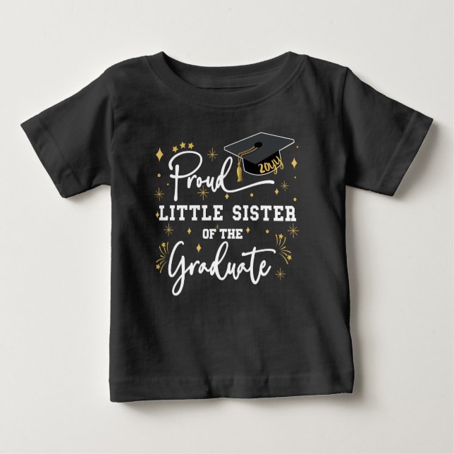Camiseta De Bebé Orgullosa Hermana Del Graduado | Negra (Anverso)