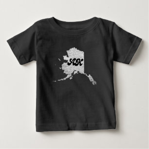 Camiseta De Bebé orgulloso Alask State Mapa Esbozo Mapa rocoso AK