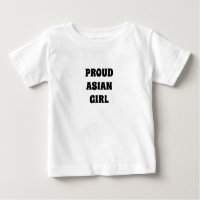 Orgulloso Chica asiático, bebé T-Shirt blanco negr