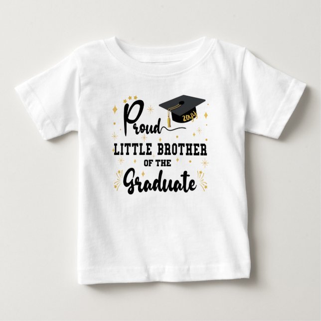 Camiseta De Bebé Orgulloso Hermano Pequeño De Graduación Blanca Gra (Anverso)