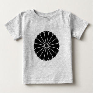 Camiseta De Bebé Oriental Black Kiku Chrysanthemum Mon Kamon Art