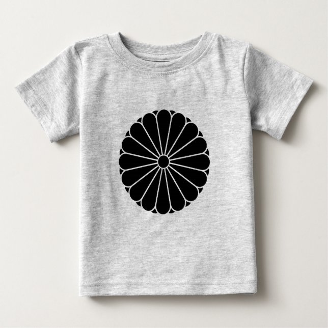 Camiseta De Bebé Oriental Black Kiku Chrysanthemum Mon Kamon Art (Anverso)