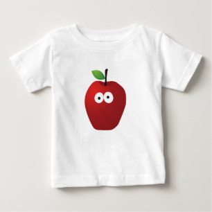 Camiseta De Bebé Original personalizado de manzana roja con ojos