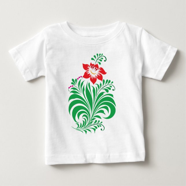 Camiseta De Bebé Ornamental Floral Flower Design – Elegant (Anverso)