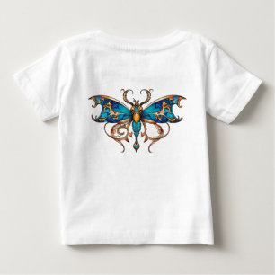 Camiseta De Bebé Ornato Azul Real Dorado Barroco Mariposa Bebe