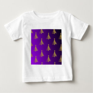 Camiseta De Bebé Oro de árboles de Navidad en morado