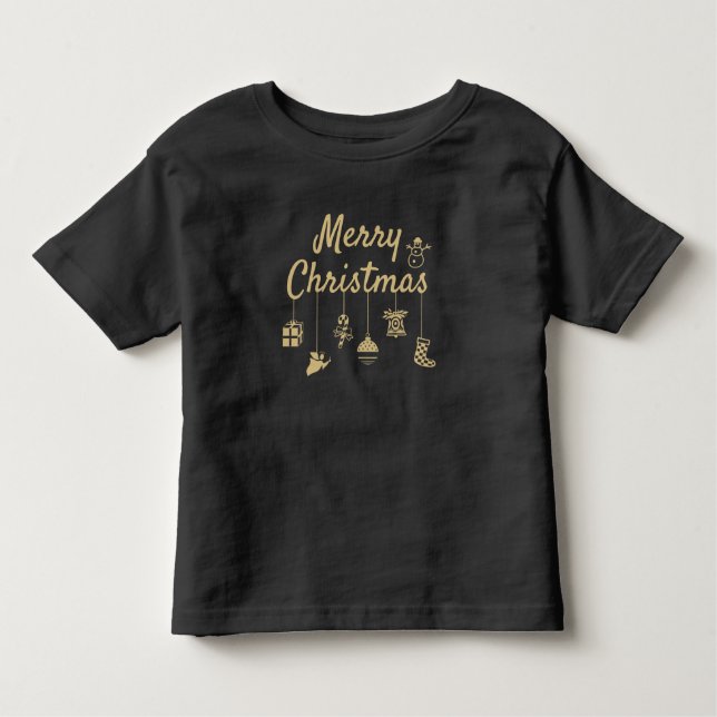 Camiseta De Bebé Oro de Ornamentos de Feliz Navidad (Anverso)