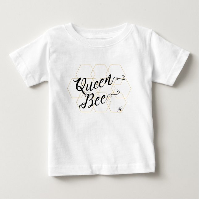 Camiseta De Bebé Oro Hexies de la "abeja reina" y abeja (Anverso)
