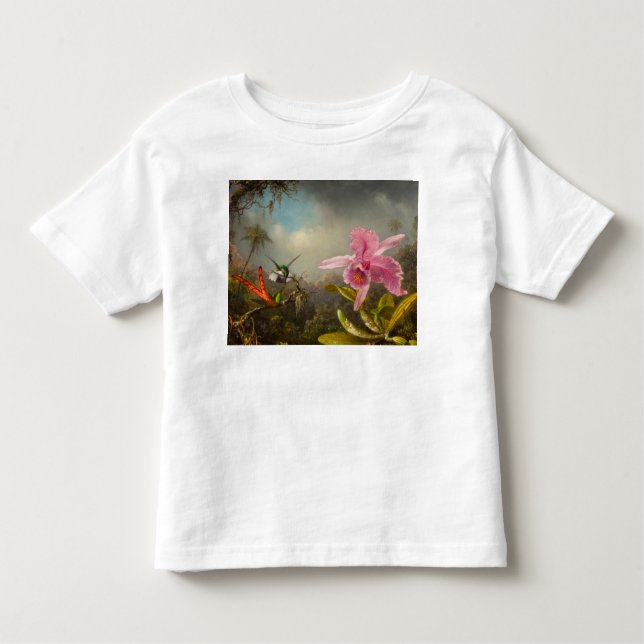 Camiseta De Bebé Orquídea con dos Hummingbirds Heade (Anverso)