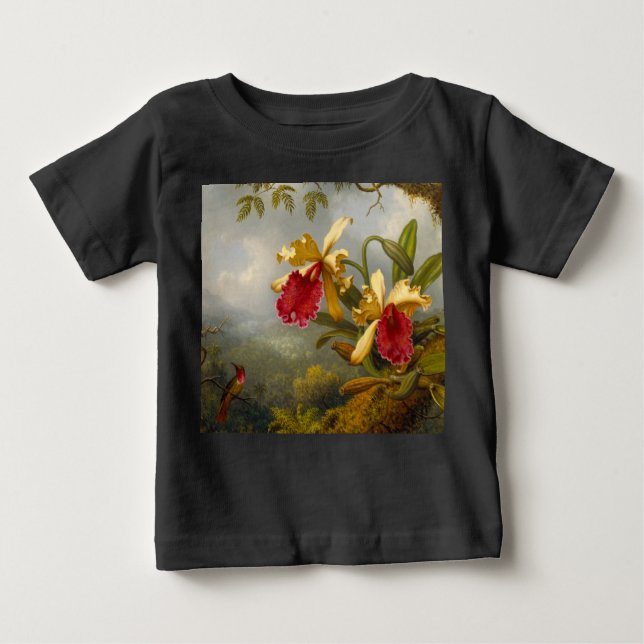 Camiseta De Bebé Orquids y Hummingbird Heade (Anverso)