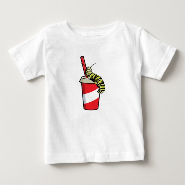 Camiseta De Bebé oruga con bebida (Anverso)