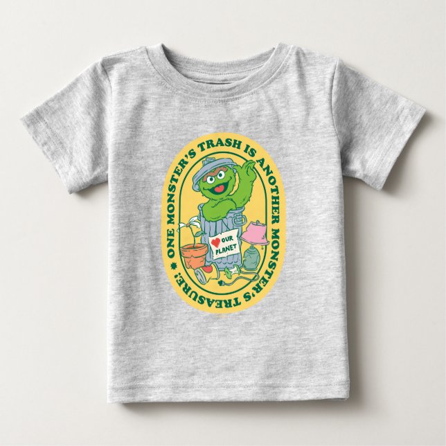 Camiseta De Bebé Oscar el Grouch | Monster Treasure Badge (Anverso)
