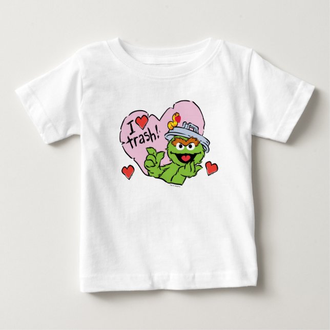 Camiseta De Bebé Oscar "Me encanta la basura" Valentine (Anverso)