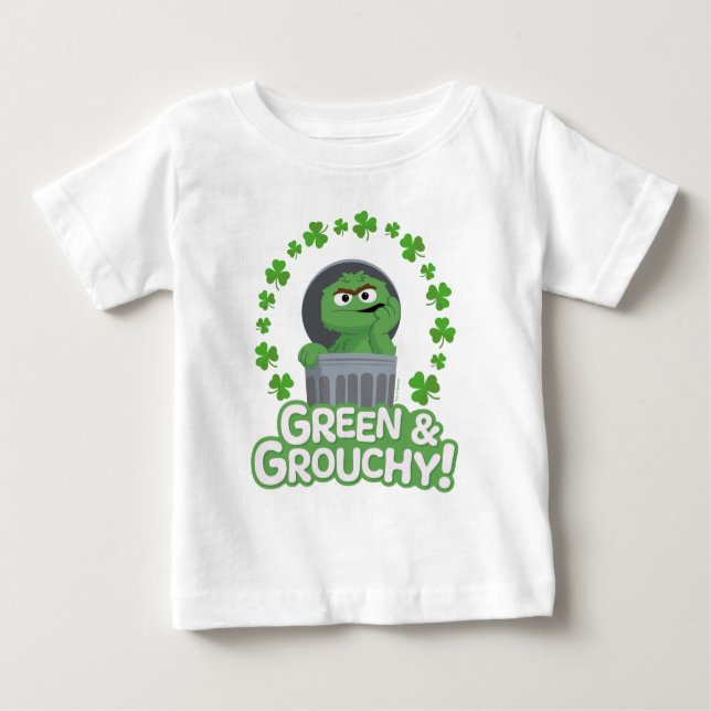 Camiseta De Bebé Oscar | ¡Verde y Grouchy! (Anverso)