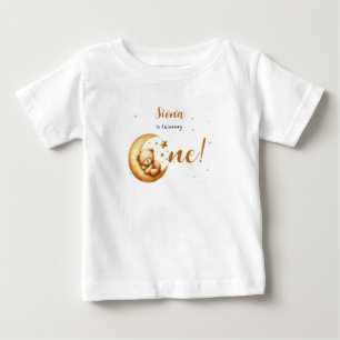 Camiseta De Bebé Osito bebé lindo durmiendo en la luna 1er cumpleañ